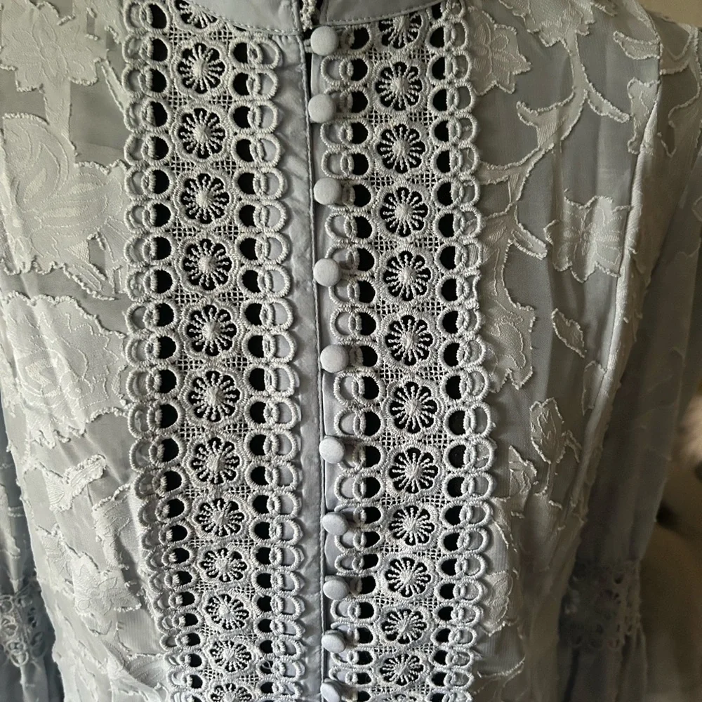 Fashion Nova baby blue lace blouse - Picture 13 of 16